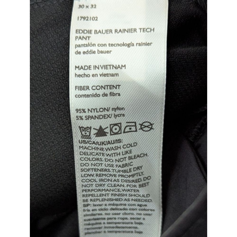 Eddie Bauer Rainier Tech Pants Men's 30x32 in Black NWT - Picture 6 of 7